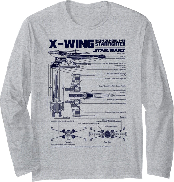 Star Wars X-Wing Schematics Poster Langarmshirt