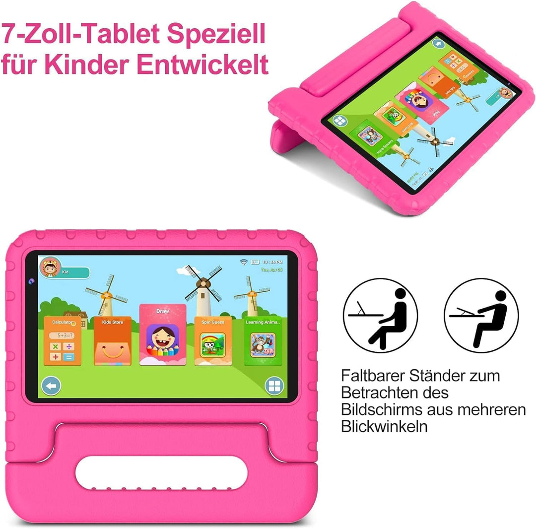 AOCWEI Kinder Tablet Android 13 7-Zoll für Kinder, 7GB RAM 64GB ROM/TF 512GB, Elterliche Kontrolle,