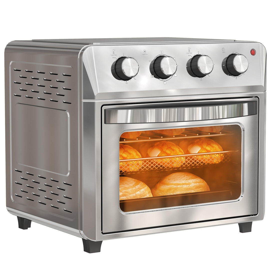 HOMCOM Mini Backofen mit Umluft 24 L 1600W 90-230℃ Heissluftofen mit 60 Min. Timer, Heissluftfritteu