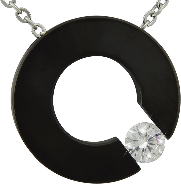 Hanessa Kette aus Edelstahl Damen-Schmuck Hals-Kette und Anhänger aus hochwertigem 316L Stahl " Schw