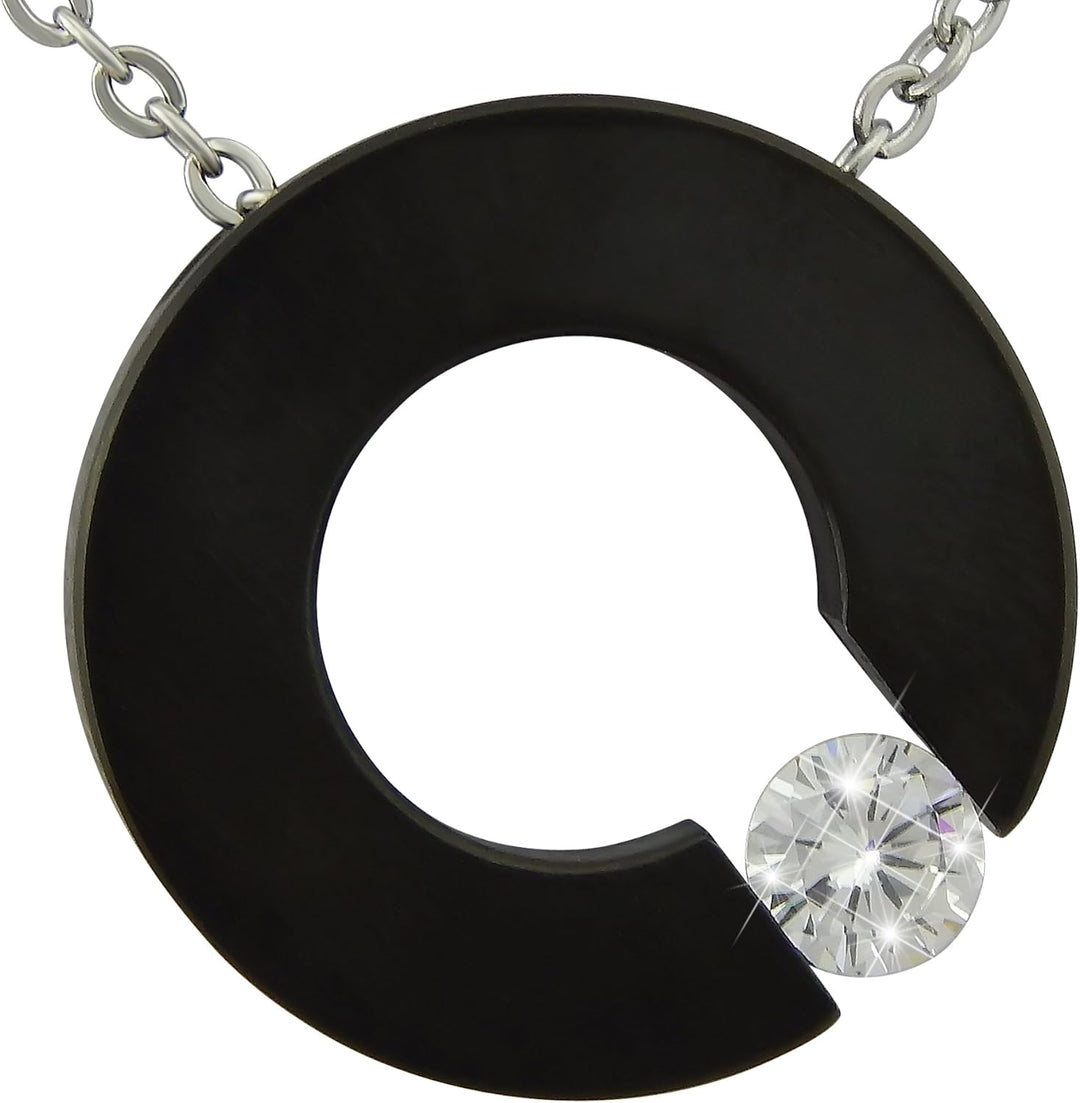 Hanessa Kette aus Edelstahl Damen-Schmuck Hals-Kette und Anhänger aus hochwertigem 316L Stahl " Schw