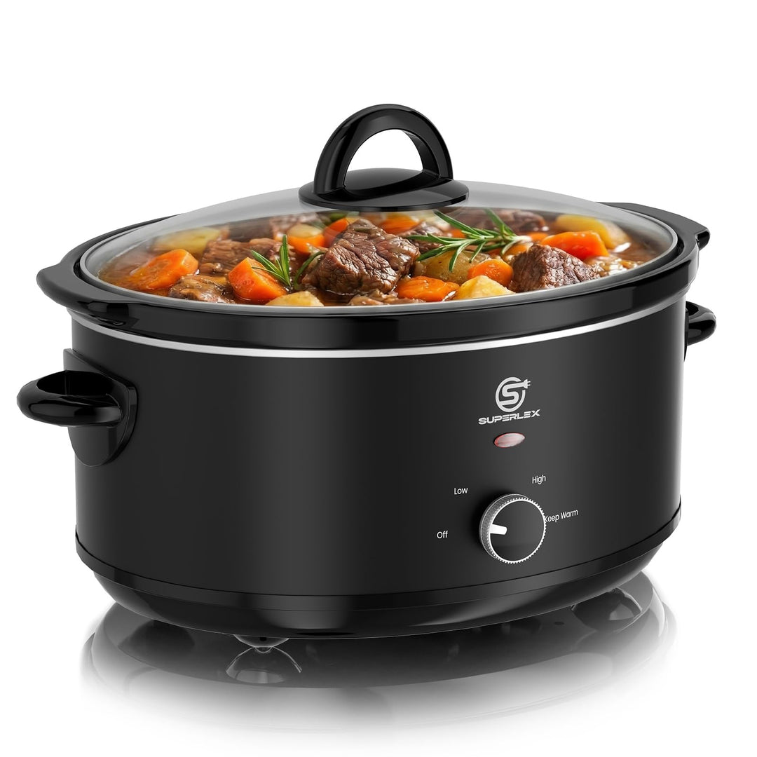 Slow Cooker 6.5L Grosser Elektrischer Schongarer Mit Keramiktopf Und Glasdeckel Temperaturstufen War