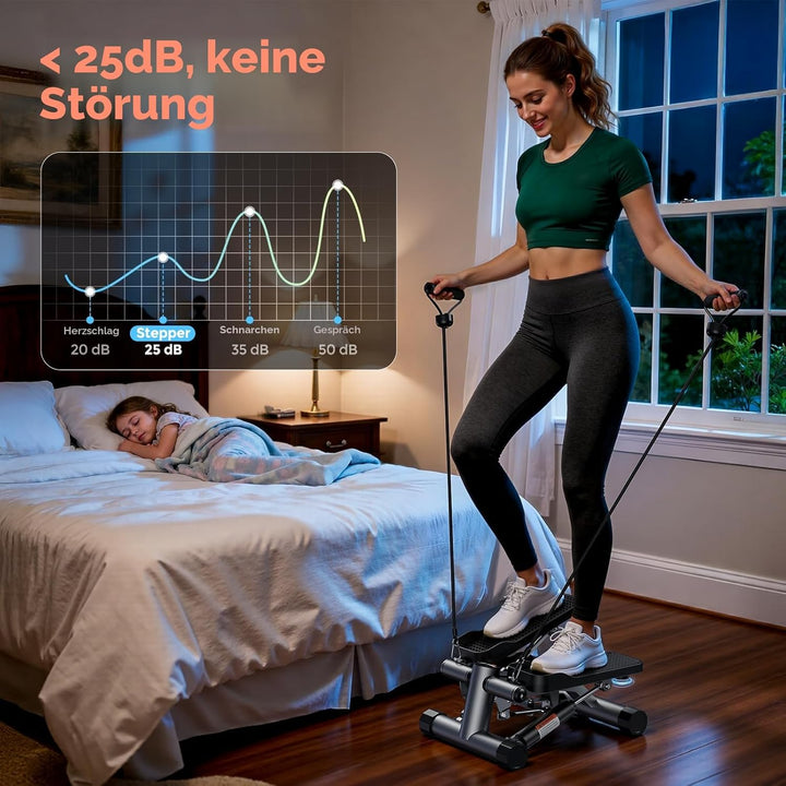 Sportsroyals Exercise Stair Stepper für Zuhause – Up-Down Swing Stepper mit Power Ropes for Bein/Arm