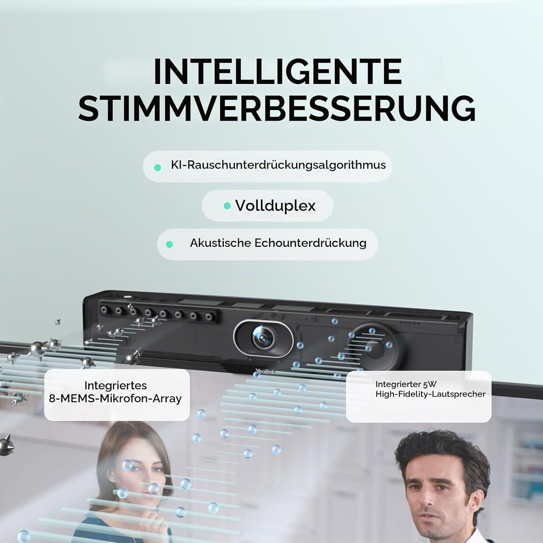 Yealink MeetingBar A10 Konferenzraum-Webcam 4K 120° Weitwinkelkamera mit Android OS, Videokonferenzs