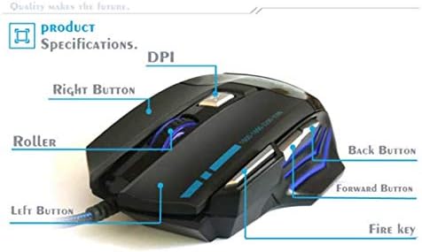 ELLENNE GM02 Professionelle Gaming-Maus, 6800 dpi, 7 Tasten, USB, LED, RGB