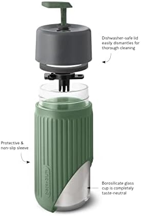 BLACK + BLUM Glas To-Go Becher | Coral | 340 ml | leichtes Borosilikatglas | rutschfeste, isolierend