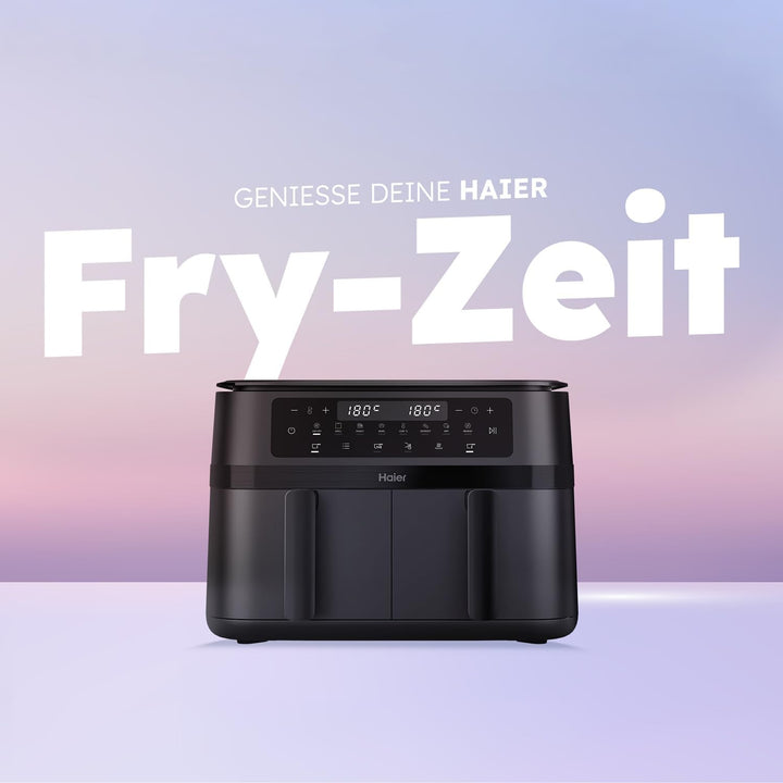 Haier Flex Heissluftfritteuse 2 Kammern I 11 L Airfryer Doppelkammer mit herausnehmbarer Trennwand &