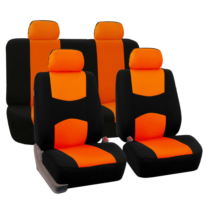 FH GROUP FB050ORANGE114 Vollen Satz Flachgewebe-Autositzbezüge, Orange, Anzahl 8 Orange/Abendrot im