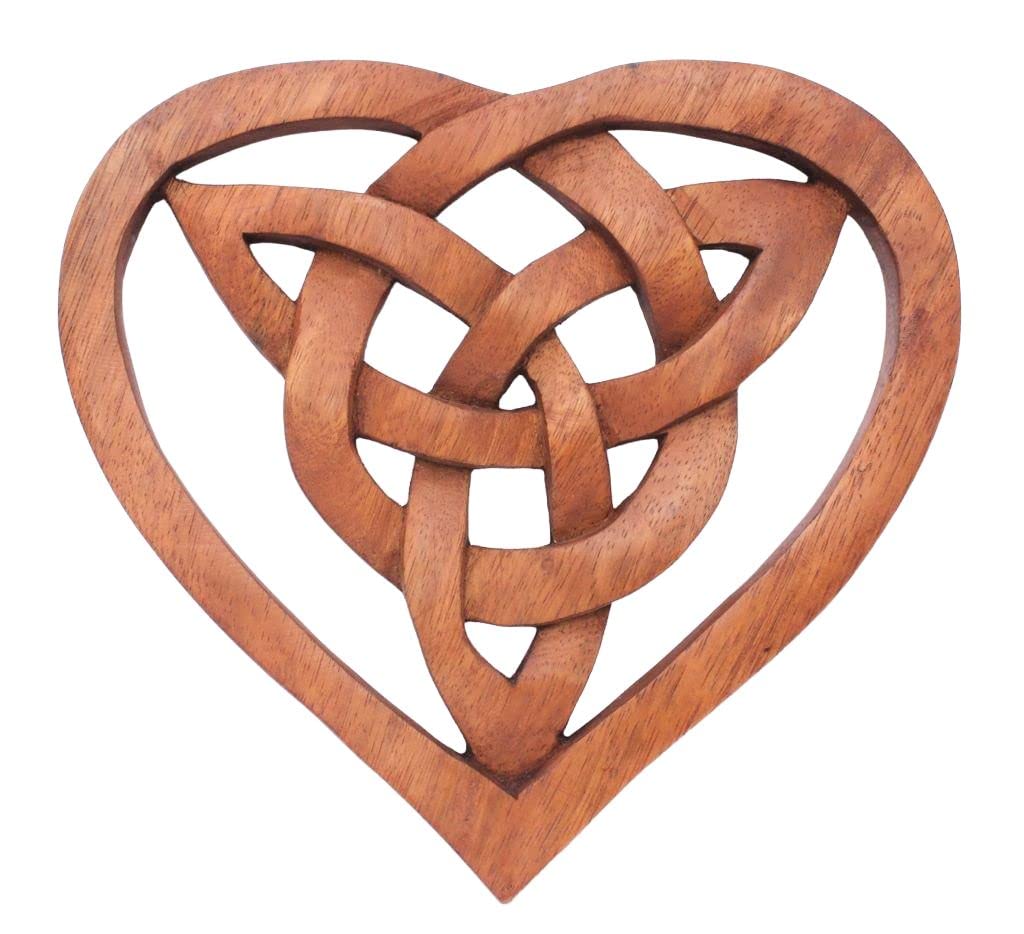 Windalf Handarbeit Celtic Irisches Holzbild FIONA 20.5 cm Keltisches Herz Wandornament Holz