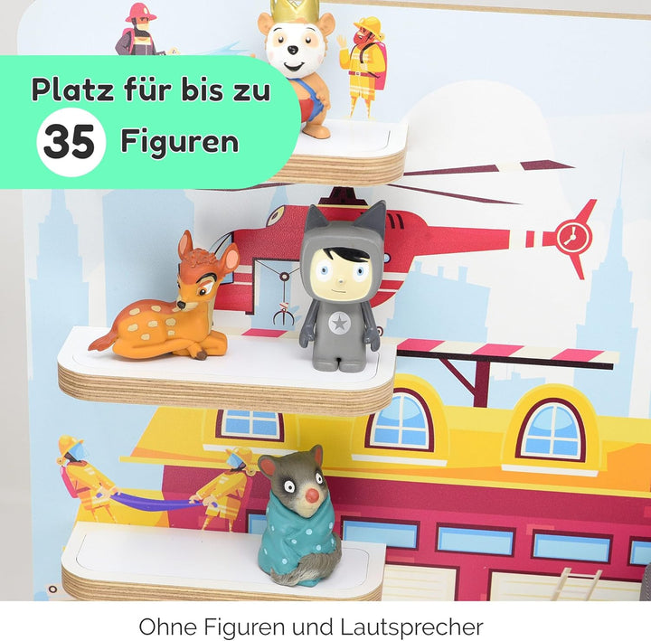 stadtecken Holzregal für Musikbox I Passend für die Toniebox und ca. 35 Tonies I Perfekte Aufbewahru