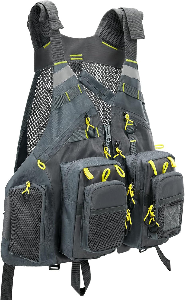 Gonex Angel Weste Herren verstellbare Arbeitsweste mit Mehreren Taschen für Angeln Fliegenfischen Ou