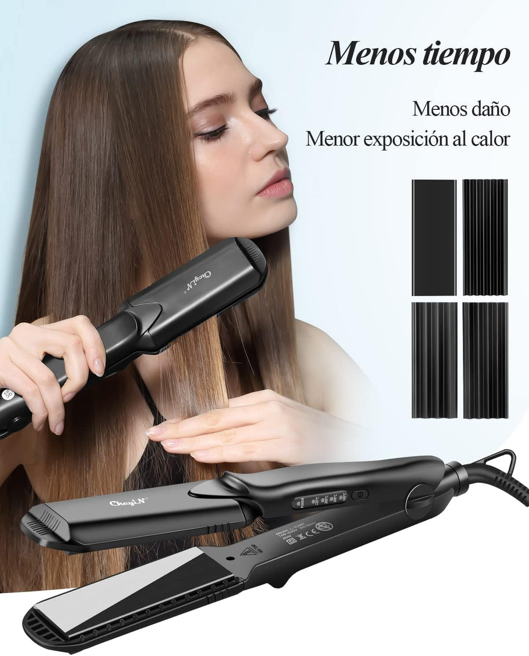 CkeyiN Multifunktions-Haarglätter, 4-in-1, zum Glätten/Locken, Keramik, Temperatur einstellbar von 1