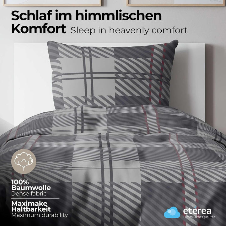 etérea Bettwäsche 200x200 Baumwolle Bettwäsche-Sets - Blockberry Grau Orange - Reissverschluss, Renf