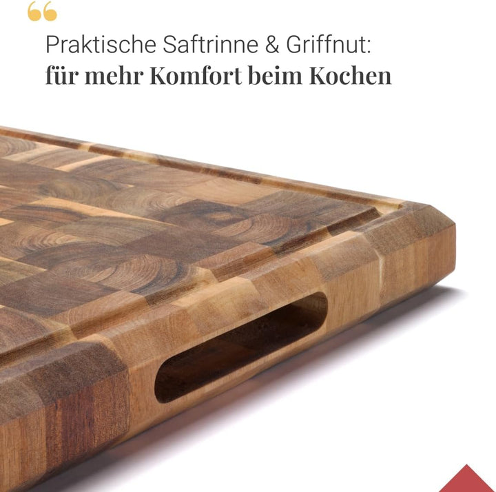 Küchenblock aus Hirnholz 34 × 24,5 cm | Hochwertiges Massivholz | Metzgerblock aus nachhaltigem Akaz