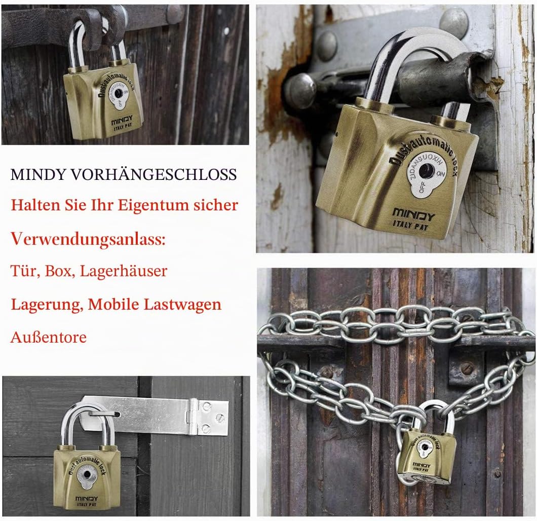 Hochsicherheitsschloss mit Schlüsseln, 60 mm, wasserdicht, mit Schlüssel, Vorhängeschloss für den Au
