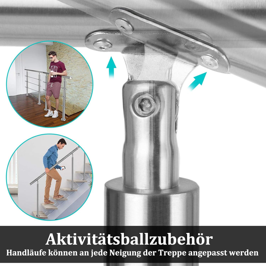 Aufun Edelstahl Handlauf 160cm Treppengeländer Innen und Aussen mit 2 Pfosten für Treppen, Brüstung,