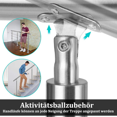 Aufun Edelstahl Handlauf 150cm Treppengeländer Innen und Aussen mit 2 Pfosten für Treppen, Brüstung,