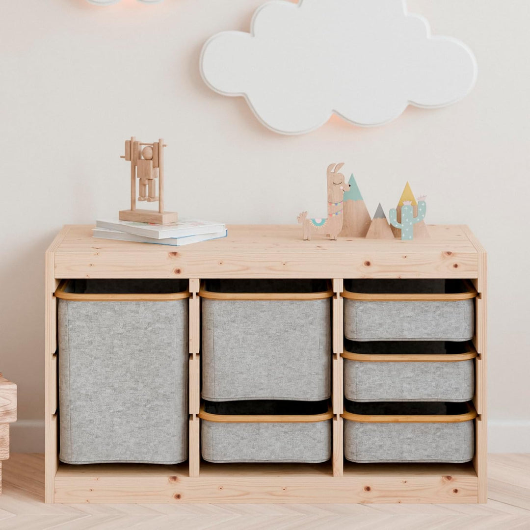 Box für Trofast Regale, Stoffbox mit Holzrahmen in verschiedenen Grössen, grau, Alternative zu Kunst