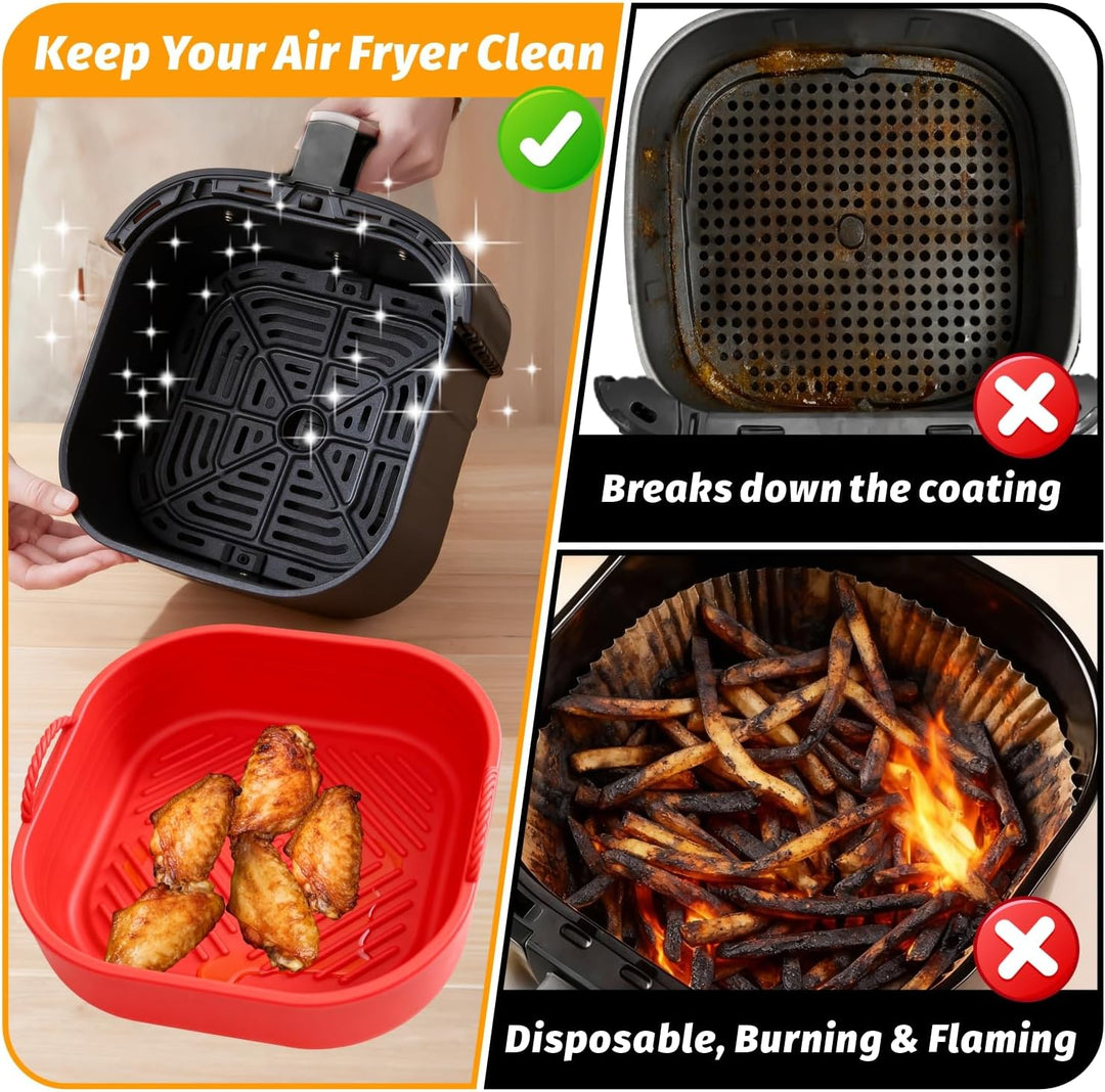 Silikonform für Heissluftfritteuse Zubehör | Air Fryer Liners Wiederverwendbar anstelle Airfryer Bac