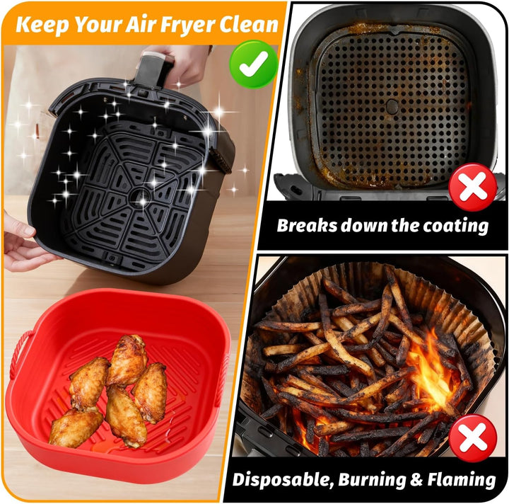 Silikonform für Heissluftfritteuse Zubehör | Air Fryer Liners Wiederverwendbar anstelle Airfryer Bac