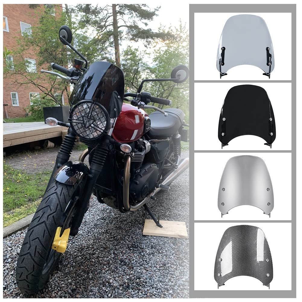 Motorrad Windschutzscheibenabdeckung mit Halterung für T.r.iumph Street Twin 900 Windschutzscheibe F