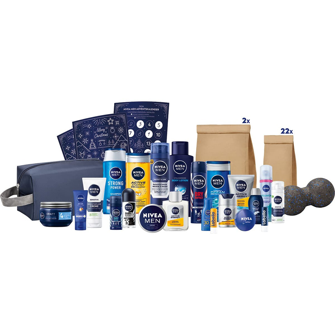 NIVEA MEN Adventskalender 2021 für 24 einzigartige Verwöhnmomente, Weihnachtskalender mit ausgewählt