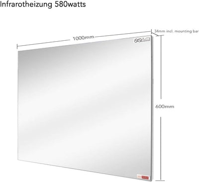 byecold Infrarotheizung Spiegel mit LED Beleuchtung 580 Watt - Spiegelheizung Infrarot - Badspiegel