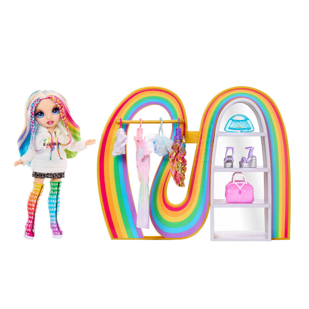 Rainbow High Amaya's Rainbow Closet Spielset - mit Exklusiver Regenbogen-Puppe, Mode, Schuhen, Handt