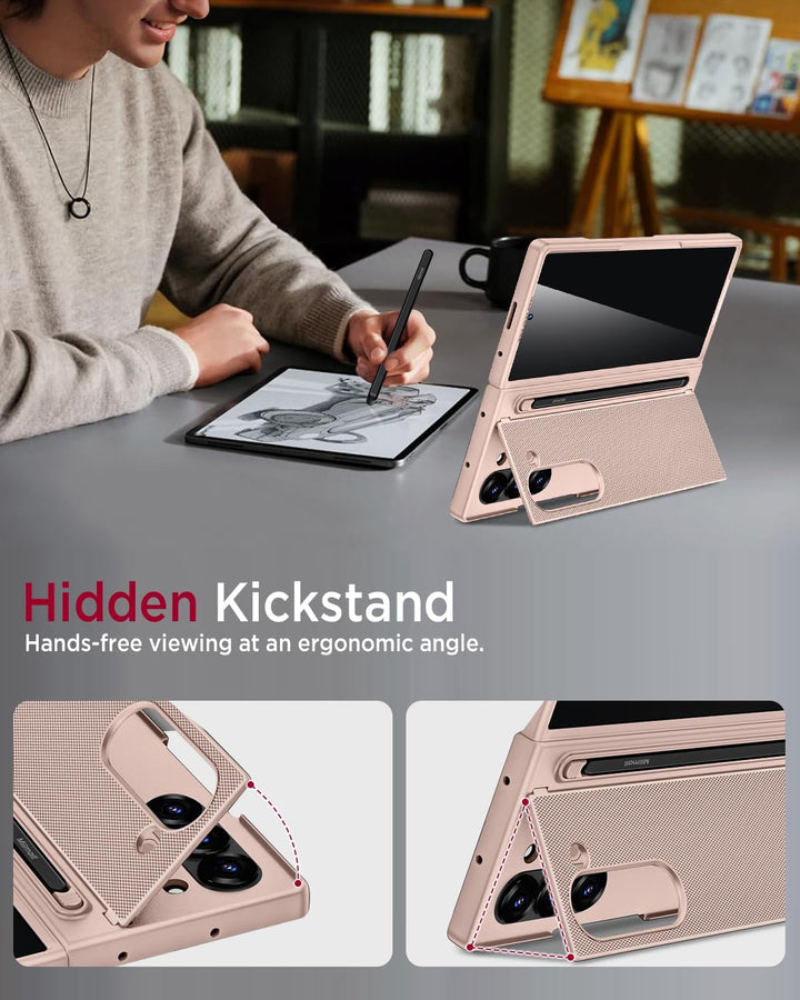 Miimall Kompatibel mit Samsung Galaxy Z Fold 5 Hülle mit S-Pen & Stifthalter, [Anti-SPY Displayschut