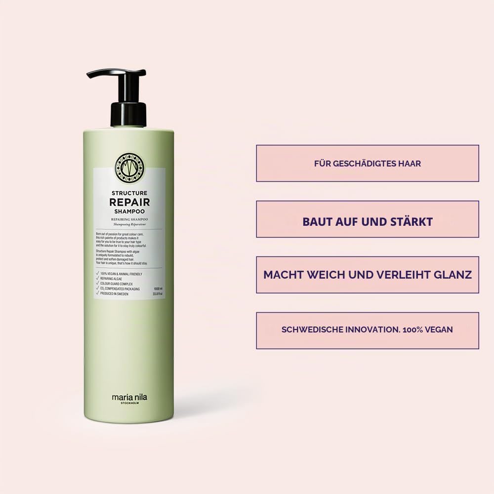 Maria Nila - Structure Repair Shampoo 1ll | Sanftes Haarshampoo Für Geschädigtes Haar, MN-3603 1 l (