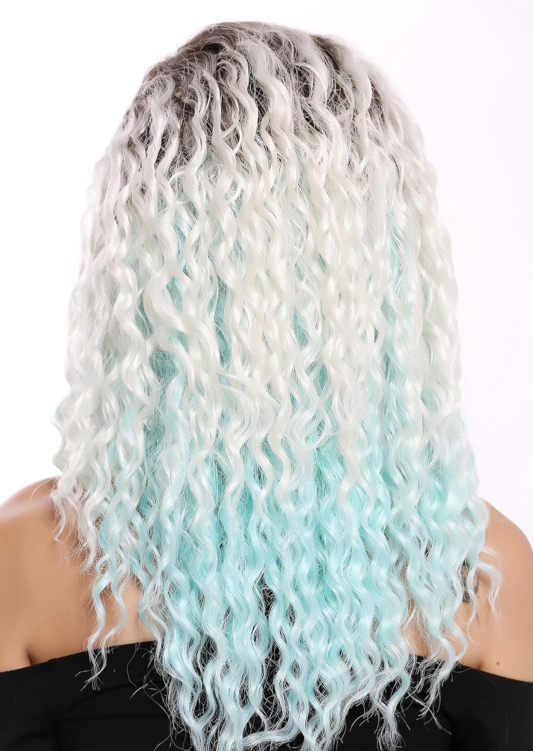 WIG ME UP - 803AD-8+60+L-BLUE Damenperücke Perücke Seitenscheitel Afro Krepplocken gelockt Ombre Bra
