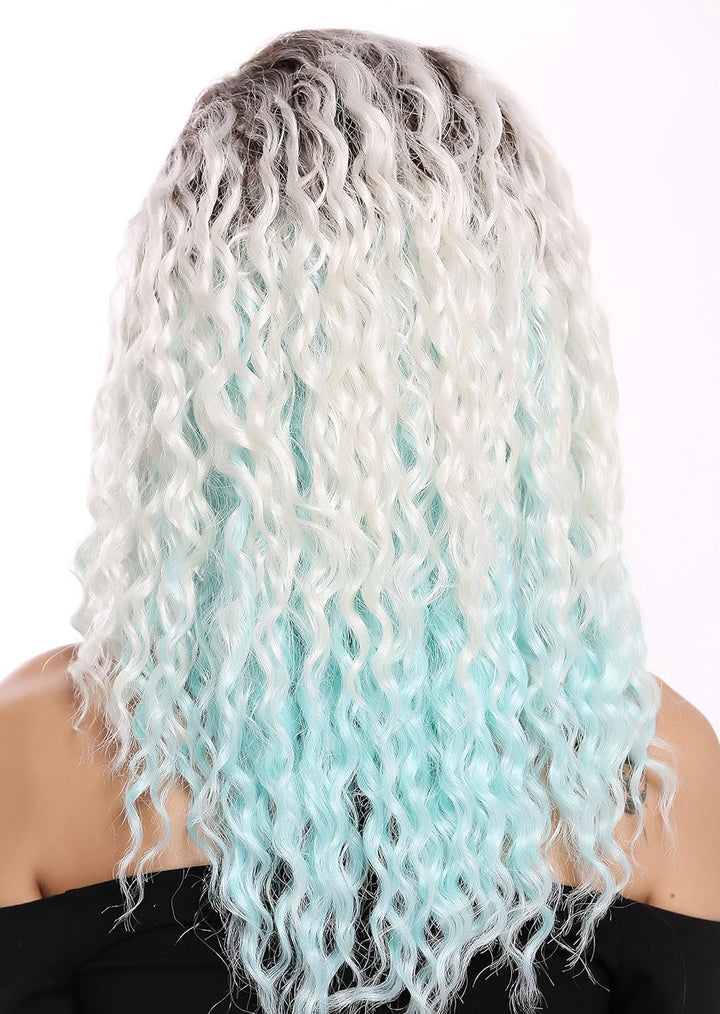 WIG ME UP - 803AD-8+60+L-BLUE Damenperücke Perücke Seitenscheitel Afro Krepplocken gelockt Ombre Bra