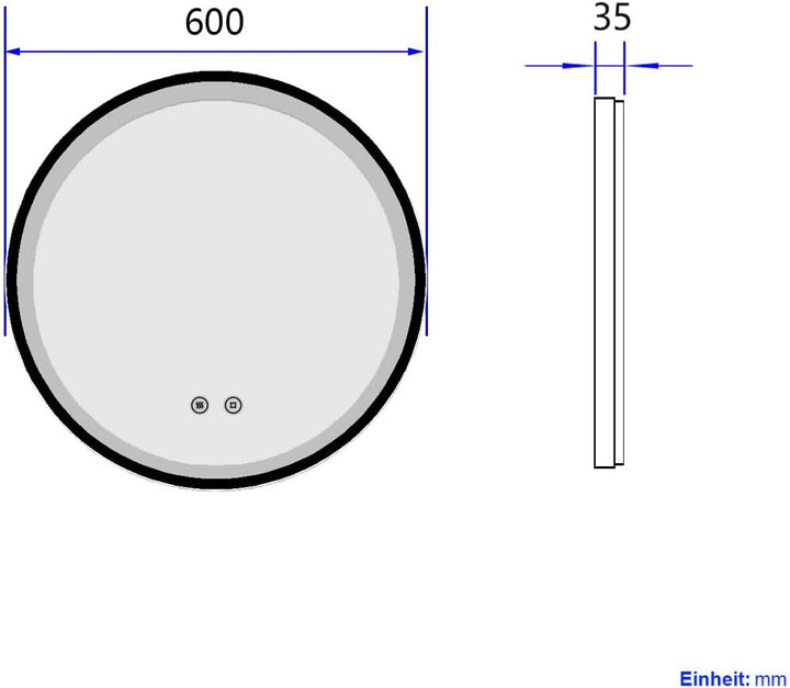 EMKE Spiegel mit Beleuchtung 60cm Badspiegel rund mit Antibeschlag, Kaltweiss Licht dimmbar, Speiche