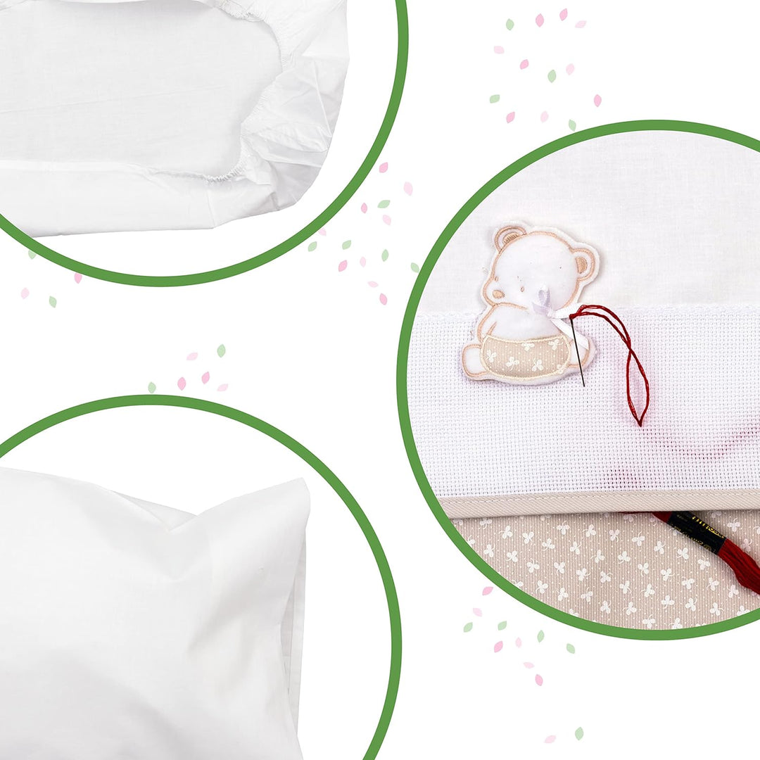 FILET - Babytragetuch Laken Set Weiss und Taubengrau, Bestehend aus 1 Laken mit Ecken unten, 1 Laken