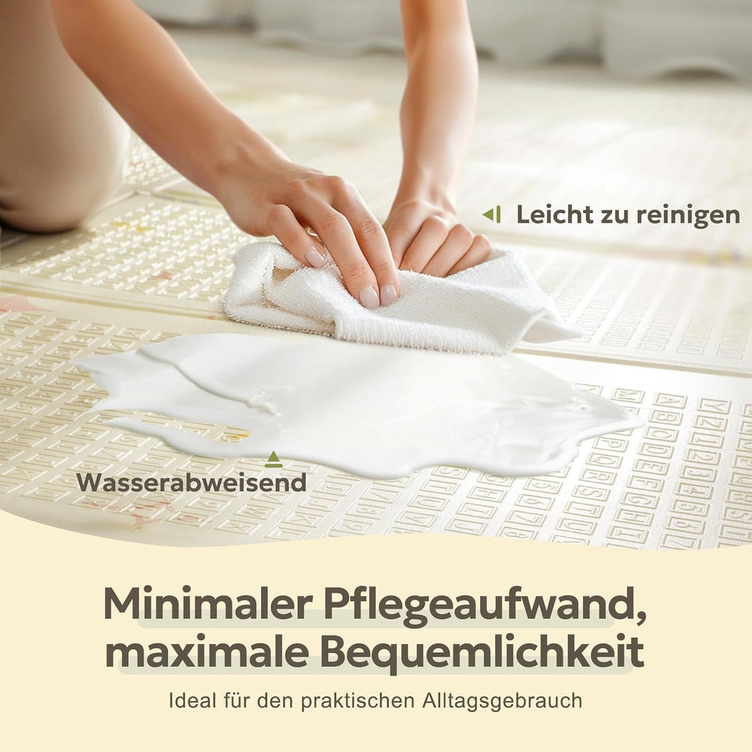 Mallify Krabbelmatte 120x120x1cm für Baby, Faltbar &amp; Schadstofffrei, Beidseitig Verwendbare Spielmat