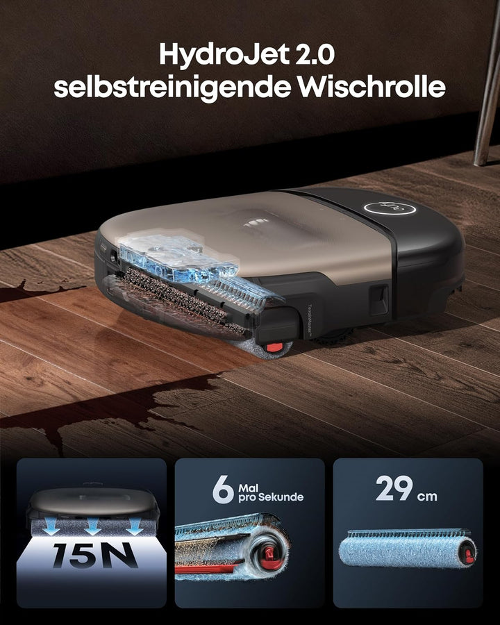 eufy Saug‑ & Wischroboter HydroJet S2, 30.000Pa AeroTurbo™ 2.0 stabile Saugkraft, HydroJet™ selbstre