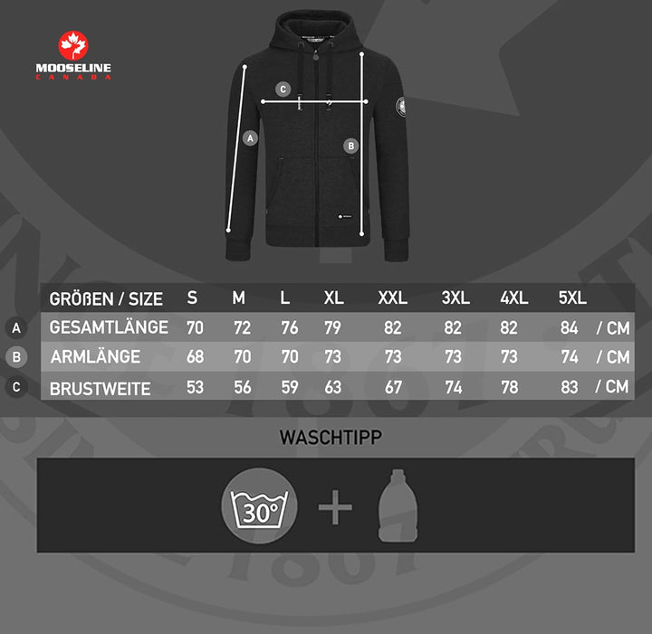 MOOSELINE Herren Sweatjacke Kapuzenjacke Trainingsjacke Hoodie mit Reissverschluss Sweat Jacke M Hel