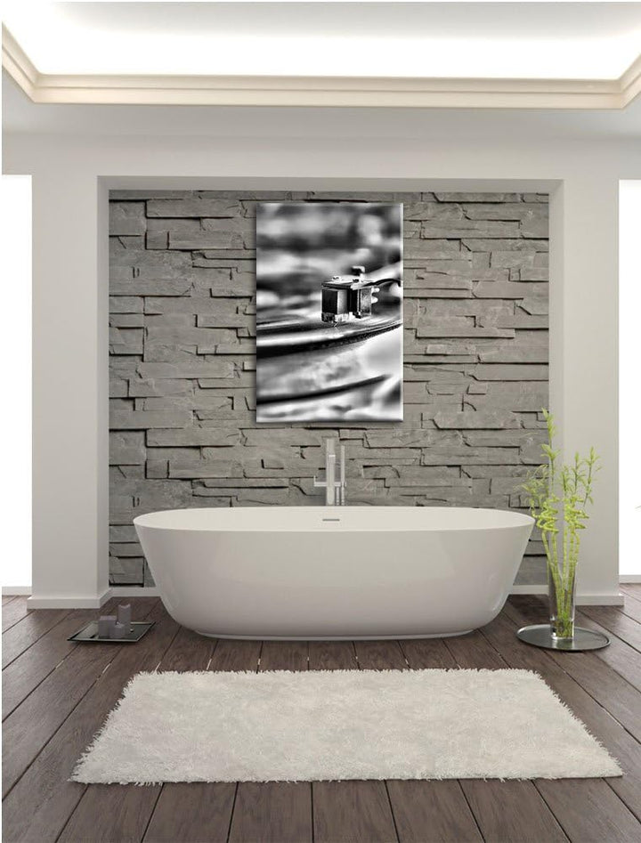 Monocrome, Schallplatte, Format: 100x70 auf Leinwand, XXL riesige Bilder fertig gerahmt mit Keilrahm