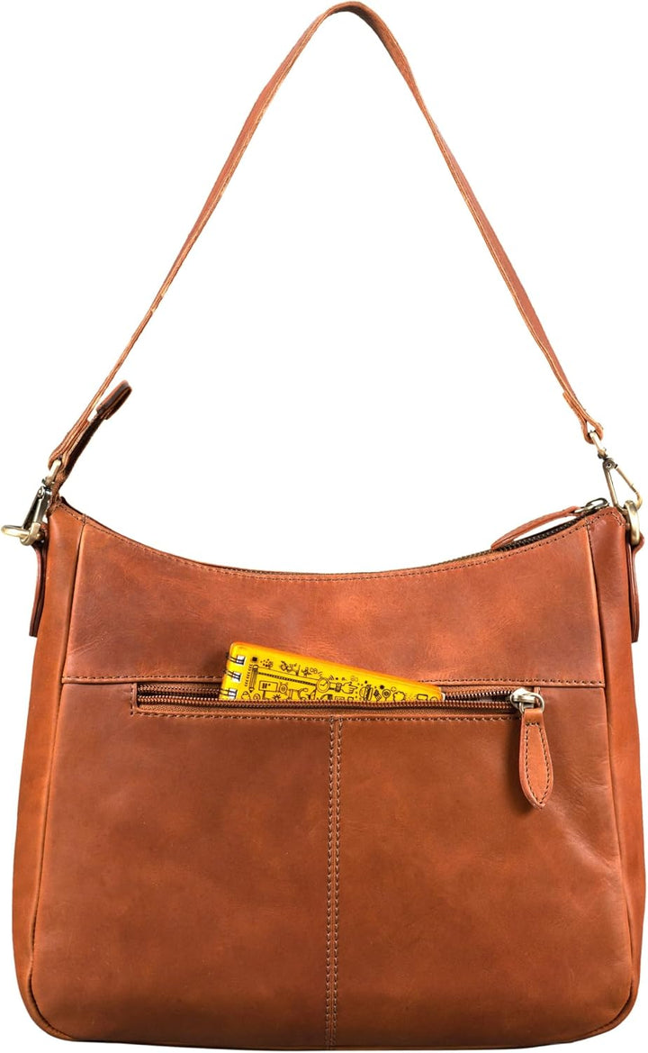 Benthill Damen Tasche Leder - Handtasche aus echtem Rindsleder - Umhängetasche mit Reissverschluss -