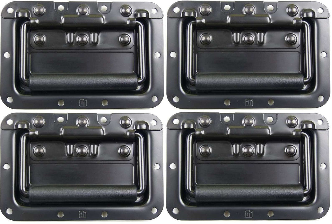 Adam Hall Hardware 34082BLK M4 AH - 4er Set Klappgriff/Kistengriff gefedert schwarz in 8 mm Einbausc