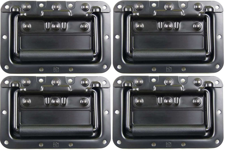 Adam Hall Hardware 34082BLK M4 AH - 4er Set Klappgriff/Kistengriff gefedert schwarz in 8 mm Einbausc