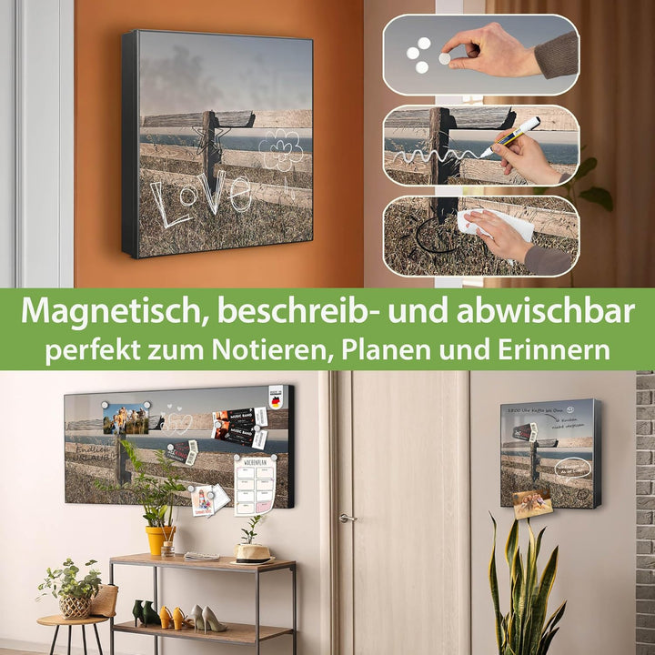 banjado Grosser Schlüsselkasten Glas - Schlüsselbox 30x30cm mit 50 Haken - Schlüsselkasten modern fü