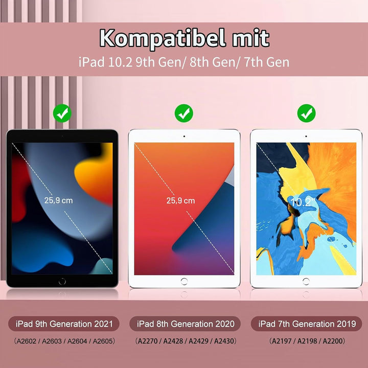 JKSML Tastatur Hülle für iPad 9./ 8./ 7. Generation (2021/2020/ 2019) mit Pencil Halter, Soft TPU Rü