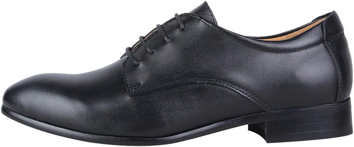 ANUFER Herren Echtes Leder Kleider Schuhe Formell Geschäft Derby Schnürsenkel 44 EU Schwarz, 44 EU S