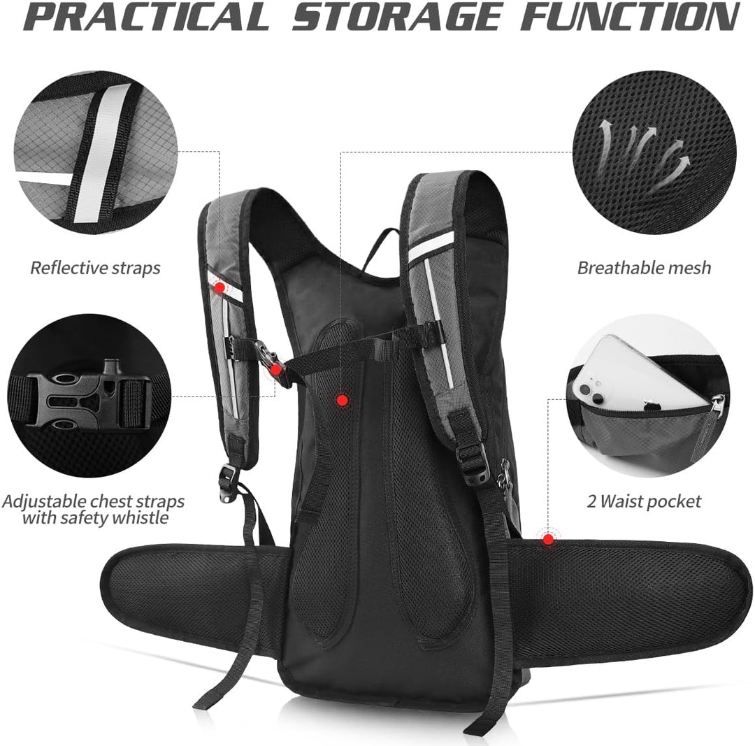 Trinkrucksack mit Trinkblase 3L BPA-Frei, Wasserdichter Outdoor-Rucksack, Rucksack mit Trinksystem,