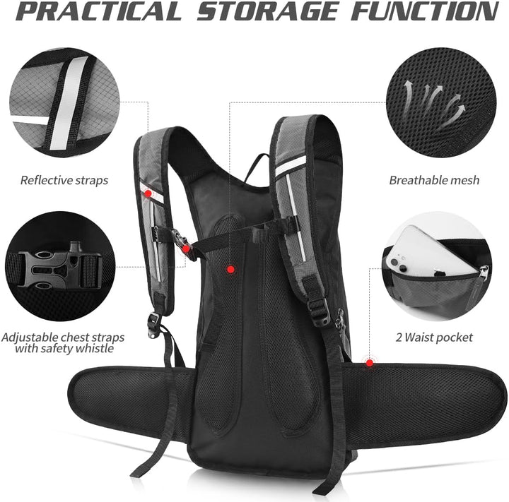 Trinkrucksack mit Trinkblase 3L BPA-Frei, Wasserdichter Outdoor-Rucksack, Rucksack mit Trinksystem,