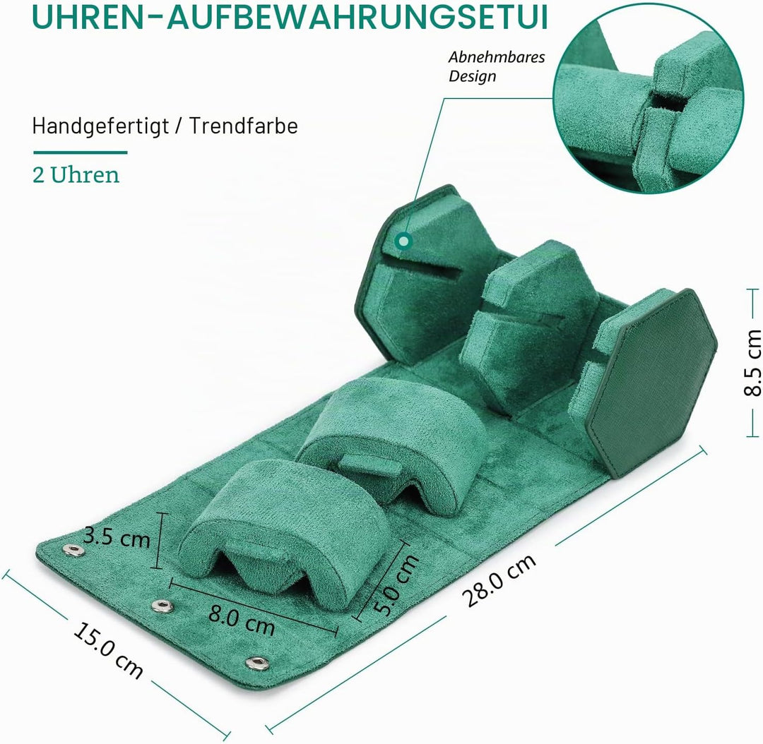 Hiram Uhren-Reiseetui, echtes Leder, sechseckig, 2 Uhren, Aufbewahrungsbox, Schutz-Organizer für Arm