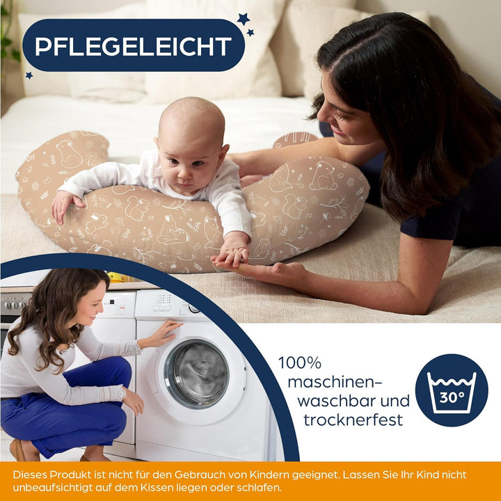 Niimo XXL Schwangerschaftskissen & Stillkissen - Seitenschläferkissen mit Bezug aus 100% Baumwolle,