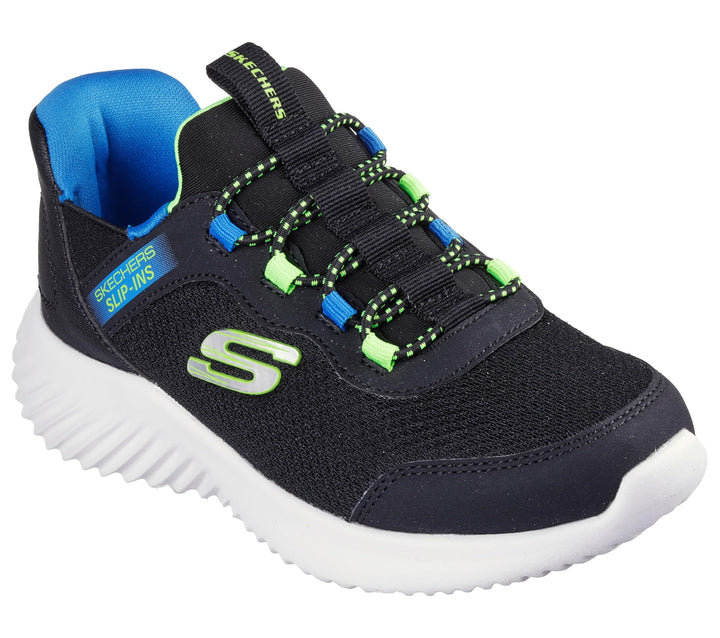 Skechers Jungen Glide-step Sport Wave Blitz Sneaker 27 EU Black Synthetic Textile Blue Black Trim, 2