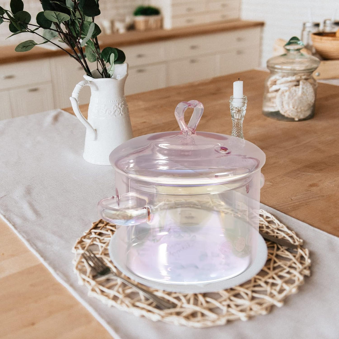 UPKOCH Pfannensets Glastopf Mit Deckel: Glas Mit Löffel 1. 5L Antihaftbeschichteter Suppentopf Sauce